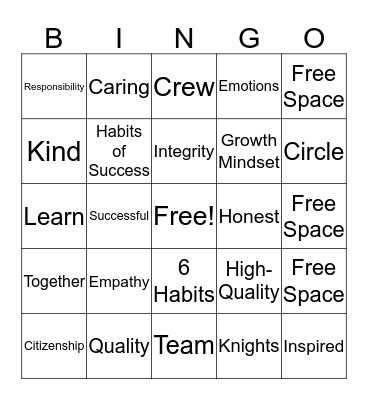 Habits of Success Bingo Card