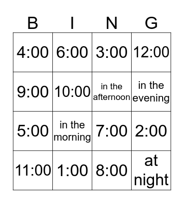 TIME Bingo Card