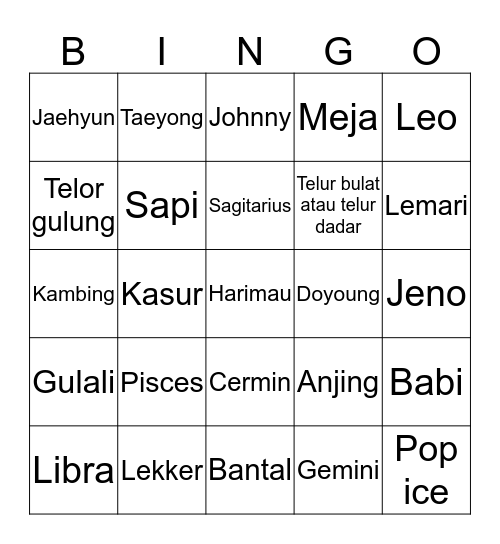 ALANNA Bingo Card