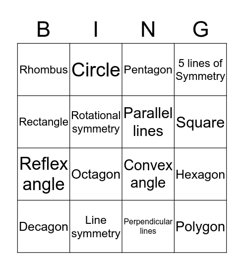 2D shape Bingo  Bingo Card