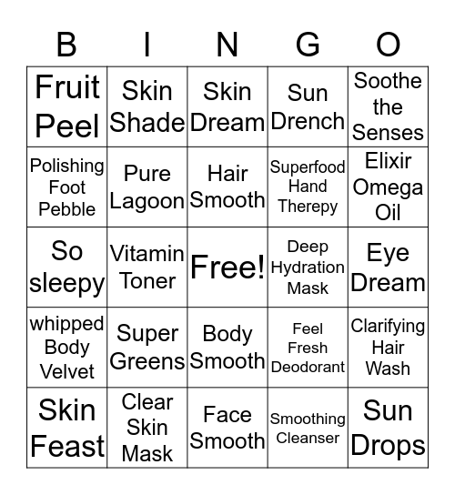 Tropic Bingo Card