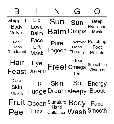 Tropic Bingo Card