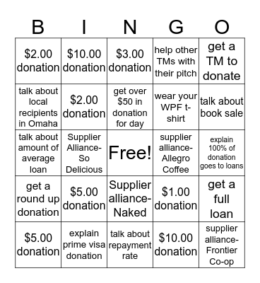 Whole Planet Foundation Bingo Card