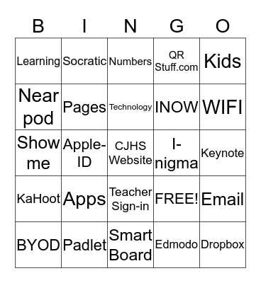 IPAD BINGO Card