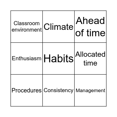 Classroom Management Bingo! Bingo Card