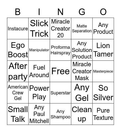 Product Bingo Card