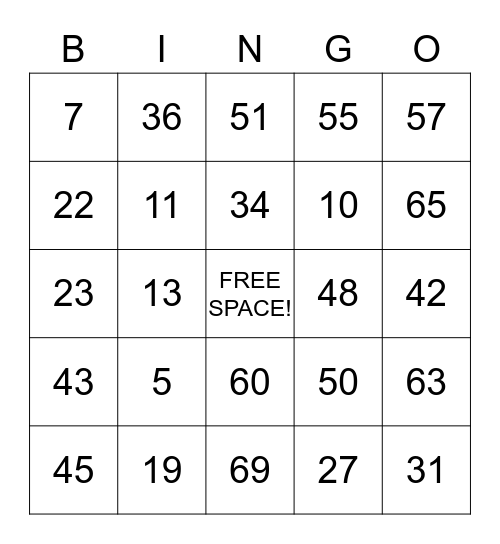 BINGO! Bingo Card