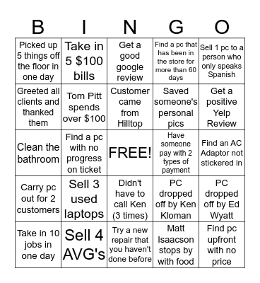 Who will be the first to get Bingo Card