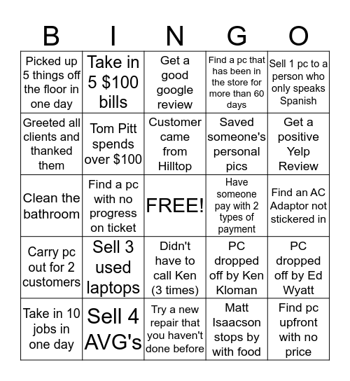 Who will be the first to get Bingo Card