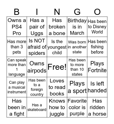 Getting to Know You Bingo! Bingo Card