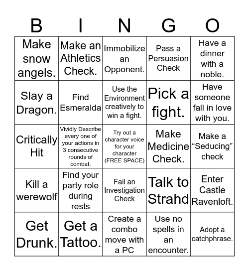 Ireena Bingo Card