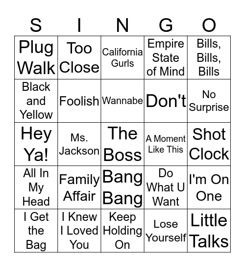 1 Bingo Card