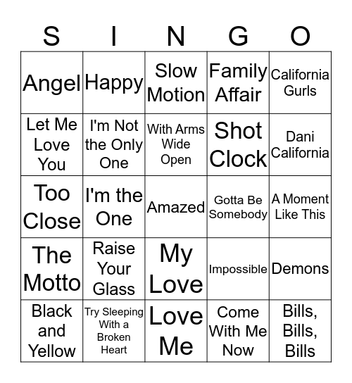 1 Bingo Card