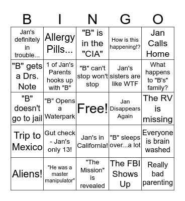 Dang Jan Bingo Card