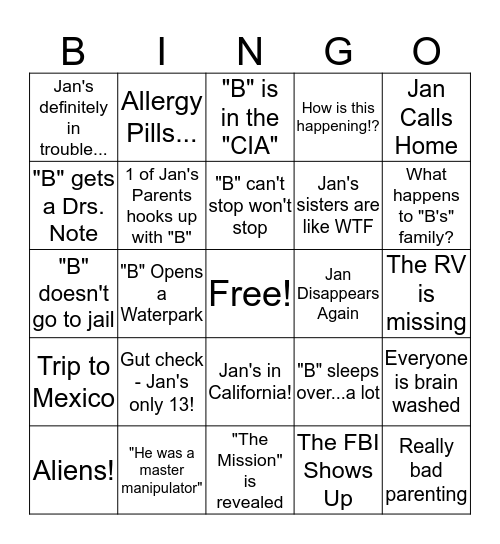 Dang Jan Bingo Card