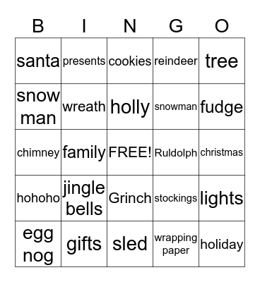 Christmas Bingo Card