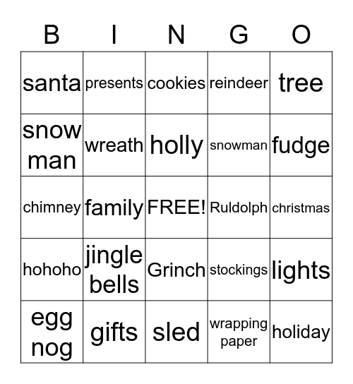 Christmas Bingo Card