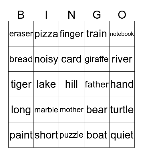 Everyone Up 1 Review Bingo Card