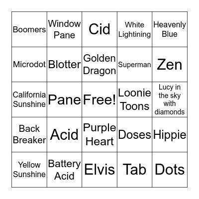 LSD Name Bingo Card