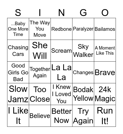 3 Bingo Card