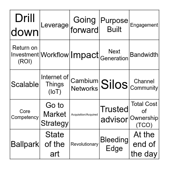 2019 Xchange Bingo Card