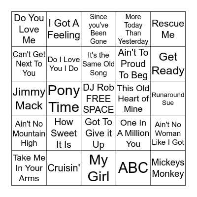 Oldies Motown Bingo 0219 Bingo Card