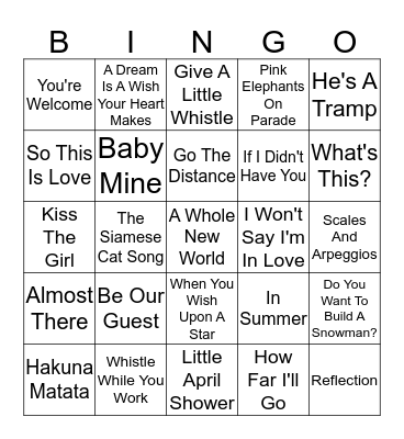 Disney Bingo Card