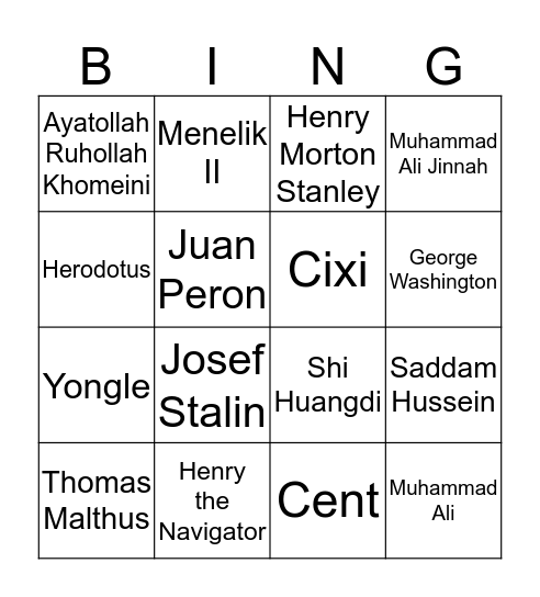 AP World History Bingo Card