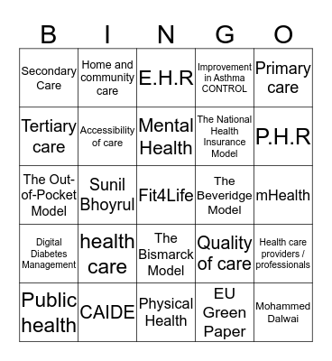Medical Informatics Bingo Card