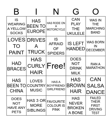 ICEBREAKER BINGO Card