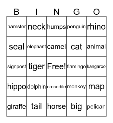 animals Bingo Card