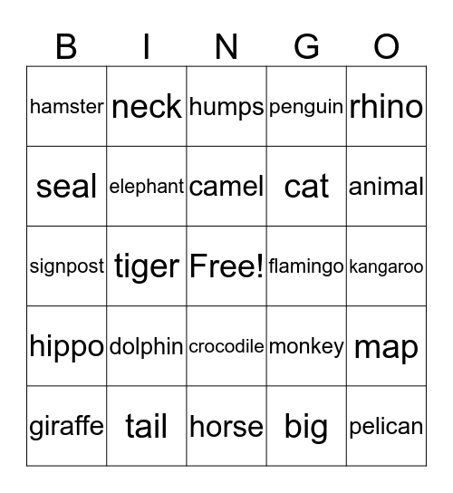 animals Bingo Card