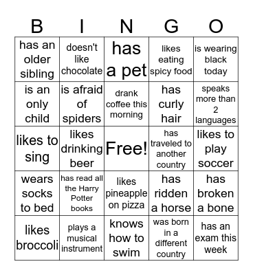 Find Someone Who... Bingo Card