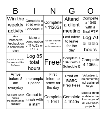 March 4 - March 19 Bingo Card