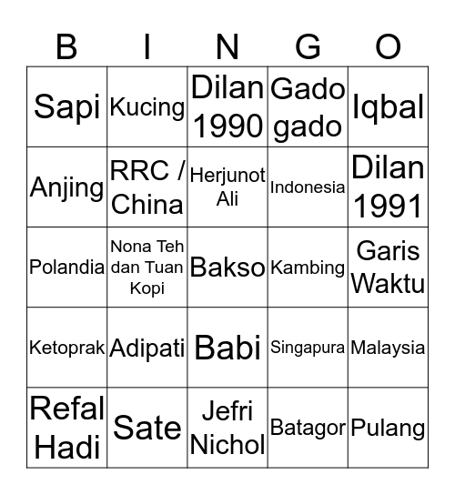 Bingo with kiqu Bingo Card