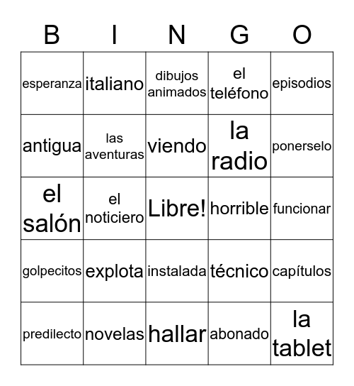 SOS TELEVISIÓN Bingo Card