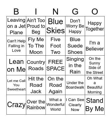 Song Bingo Card