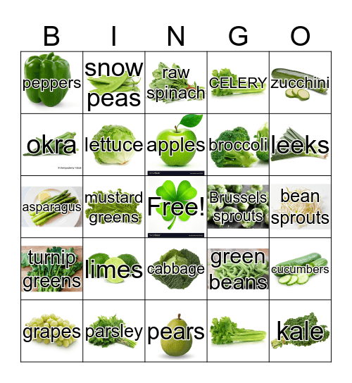 GREEN BINGO Card