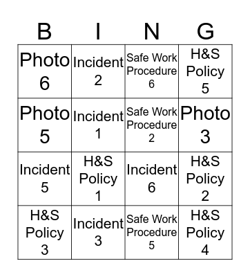 H&S BINGO Card