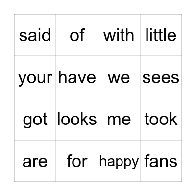 "Dig In" Sight Words Bingo Card
