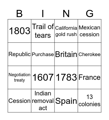 Manifest destiny Bingo Card