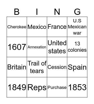 Manifest destiny Bingo Card