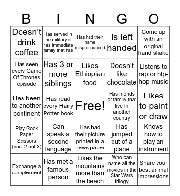 FIND SOMEONE WHO... Bingo Card