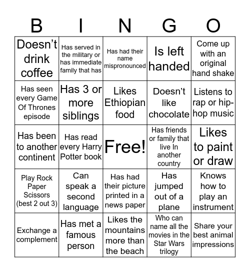 FIND SOMEONE WHO... Bingo Card