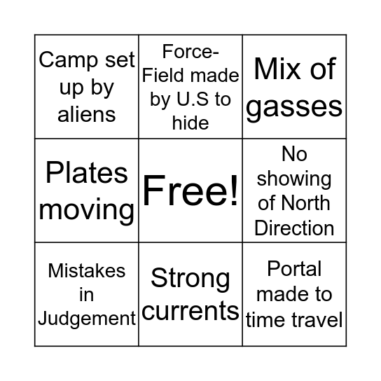 Bermuda Triangle Theories Bingo Card
