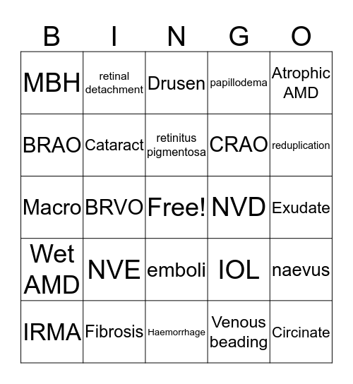 Eyes down for eyeball bingo! Bingo Card