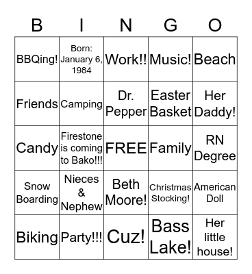 Leah's 30th Birthday Bingo! Bingo Card