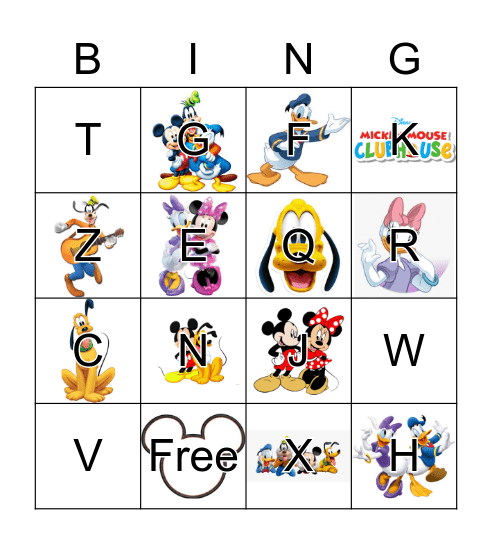 MICKEY'S ABC BINGO Card