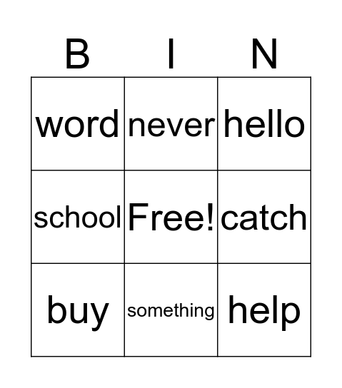 1B Tricky Words Bingo Card