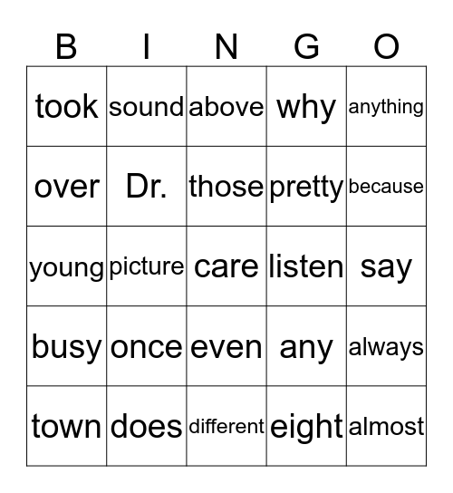 "On the Job with Dr. Martha Smith" Word Power Bingo Card